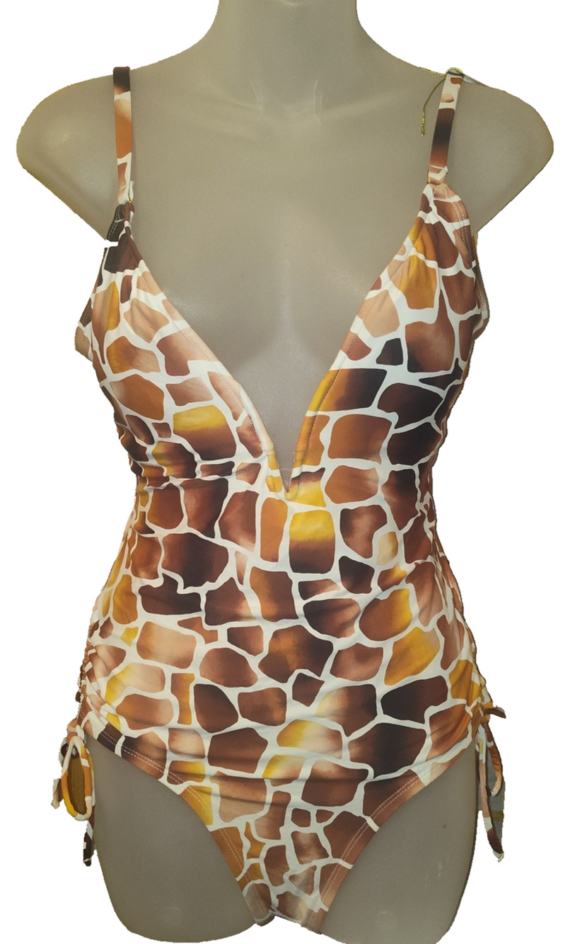 Mynah Women’s Brown Giraffe Print One Piece Tie Side Swimsuit Size S BG25